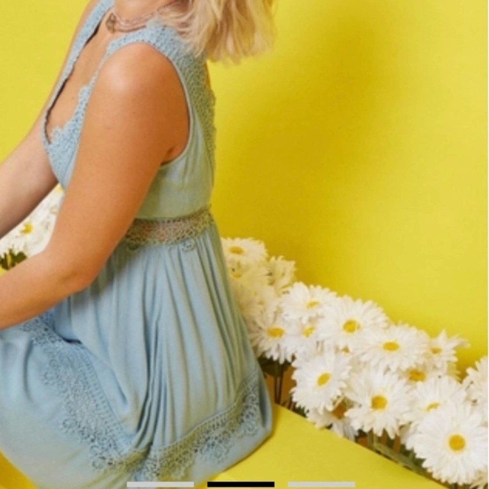 Rue 21 dress size 3X v-neck crochet trim babydoll baby blue - Picture 3 of 7